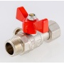 Кран шаровой для подключения манометра 1/2"НР/ВР Valtec бабочка красная
