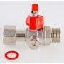 Кран шаровой для подключения манометра 1/2"НР/ВР Valtec бабочка красная