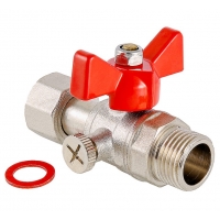 Кран шаровой для подключения манометра 1/2"НР/ВР Valtec бабочка красная
