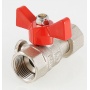 Кран шаровой для подключения манометра 1/2"ВР/ВР Valtec бабочка красная