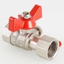 Кран шаровой для подключения манометра 1/2"ВР/ВР Valtec бабочка красная