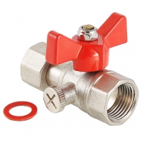 Кран шаровой для подключения манометра 1/2"ВР/ВР Valtec бабочка красная