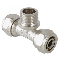 Тройник 20мм x 1/2"нр х 20мм Valtec обжим для металлопластиковых труб