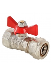 Кран шаровой 16мм цанга х 1/2"ВР VALTEC  бабочка, для металлопластика