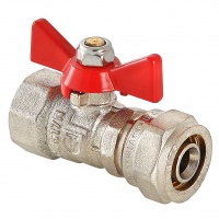 Кран шаровой 16мм цанга х 1/2"ВР VALTEC  бабочка, для металлопластика