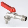 Кран шаровой водоразборный 1/2" Valtec сливной с латунным штуцером, рукоятка красная