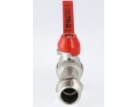 Кран шаровой водоразборный 1/2" Valtec сливной с латунным штуцером, рукоятка красная