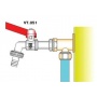 Кран шаровой водоразборный 1/2" Valtec сливной с латунным штуцером, рукоятка красная