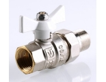 Кран шаровой со сгоном 1/2"ВР/НР Valtec Base прямой, ручка-бабочка белая