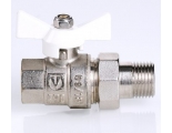 Кран шаровой со сгоном 1/2"ВР/НР Valtec Base прямой, ручка-бабочка белая