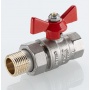 Кран шаровой со сгоном 3/4"ВР/НР Valtec Base-ГОСТ прямой, ручка-бабочка красная