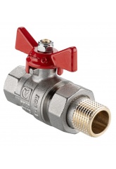 Кран шаровой со сгоном 3/4"ВР/НР Valtec Base-ГОСТ прямой, ручка-бабочка красная