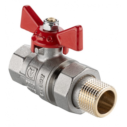 Кран шаровой со сгоном 3/4"ВР/НР Valtec Base-ГОСТ прямой, ручка-бабочка красная купить в интернет магазине Санрай73