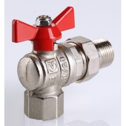 Кран шаровой со сгоном 1/2"ВР/НР Valtec Base угловой, ручка-бабочка красная