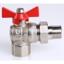 Кран шаровой со сгоном 3/4"ВР/НР Valtec Base угловой, ручка-бабочка красная