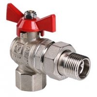 Кран шаровой со сгоном 3/4"ВР/НР Valtec Base угловой, ручка-бабочка красная