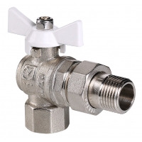 Кран шаровой со сгоном 3/4"ВР/НР Valtec Base угловой, ручка-бабочка белая