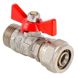 Кран шаровой 16мм цанга х 1/2"НР VALTEC бабочка, для металлопластика Кран шаровой 16мм цанга х 1/2"НР VALTEC бабочка, для металлопластика