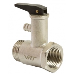 Клапан предохранительный для бойлера VRT 1/2''вр х 1/2"нр, 8.5 бар, ручка спуска черная