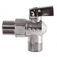 Кран шаровой угловой 1/2"НР х 3/4"НР VRT ручка-флажок, никелированный