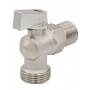 Кран шаровой угловой 1/2"НР х 3/4"НР VRT ручка-флажок, никелированный