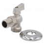 Кран шаровой угловой 1/2"НР х 3/4"НР VRT ручка-флажок, никелированный