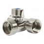 Кран шаровой трехпроходной 1/2"ВР х 3/4"НР х 1/2"НР VRT для стиральных и посудомоечных машин