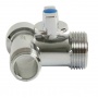 Кран шаровой трехпроходной 1/2"ВР х 3/4"НР х 1/2"НР VRT для стиральных и посудомоечных машин