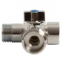 Кран шаровой трехпроходной 1/2"ВР х 3/4"НР х 1/2"НР VRT для стиральных и посудомоечных машин