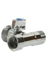 Кран шаровой трехпроходной 1/2"ВР х 3/4"НР х 1/2"НР VRT для стиральных и посудомоечных машин
