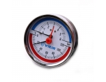 Термоманометр аксиальный Vieir 80мм, 6bar, 120°C, 1/2", с автоматическим запорным клапаном