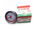 Термоманометр аксиальный Vieir 80мм, 6bar, 120°C, 1/2", с автоматическим запорным клапаном