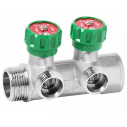 Коллектор регулирующий Vieir 1"x3/4"EK, с 2 отводами под евроконус, вентили