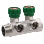 Коллектор регулирующий Vieir 1"x3/4"EK, с 2 отводами под евроконус, вентили