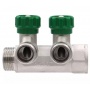 Коллектор регулирующий Vieir 1"x3/4"EK, с 2 отводами под евроконус, вентили