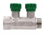 Коллектор регулирующий Vieir 1"x3/4"EK, с 2 отводами под евроконус, вентили