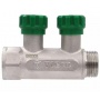 Коллектор регулирующий Vieir 1"x3/4"EK, с 2 отводами под евроконус, вентили