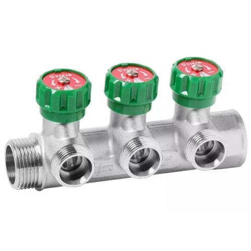 Коллектор регулирующий Vieir 1"x3/4"EK, с 3 отводами под евроконус, вентили купить в интернет магазине Санрай73