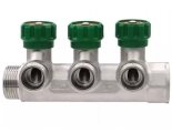 Коллектор регулирующий Vieir 1"x3/4"EK, с 3 отводами под евроконус, вентили