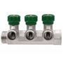 Коллектор регулирующий Vieir 1"x3/4"EK, с 3 отводами под евроконус, вентили