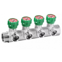 Коллектор регулирующий Vieir 1"x3/4"EK, с 4 отводами под евроконус, вентили