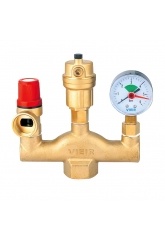 Группа безопасности 1" Vieir 1,5bar c воздухоотводчиком, предохранительным клапаном и манометром