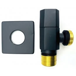 Кран угловой 1/2"НР/НР с отражателем Vieir ручка-вентиль, черный