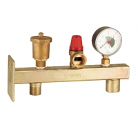 Группа безопасности 3/4" Vieir 3bar настенная, воздухоотводчик, предохранительный клапан, манометр