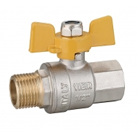 Кран газовый 1"ВР/НР Vieir VRQ211 полнопроходной, бабочка желтая