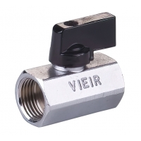 Кран шаровой мини 1/2"ВР/ВР Vieir никелированный флажок черный