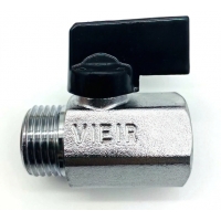 Кран шаровой мини 1/2"ВР/НР Vieir никелированный, флажок черный