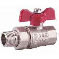 Кран шаровой со сгоном 1/2"ВР/НР Vieir прямой бабочка красная