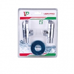 Кран угловой 1/2"НР/НР с отражателем Vieir ручка-флажок, хром, 2шт в блистере