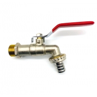 Кран шаровой водоразборный 1/2" Vieir сливной с латунным штуцером, рычаг красный